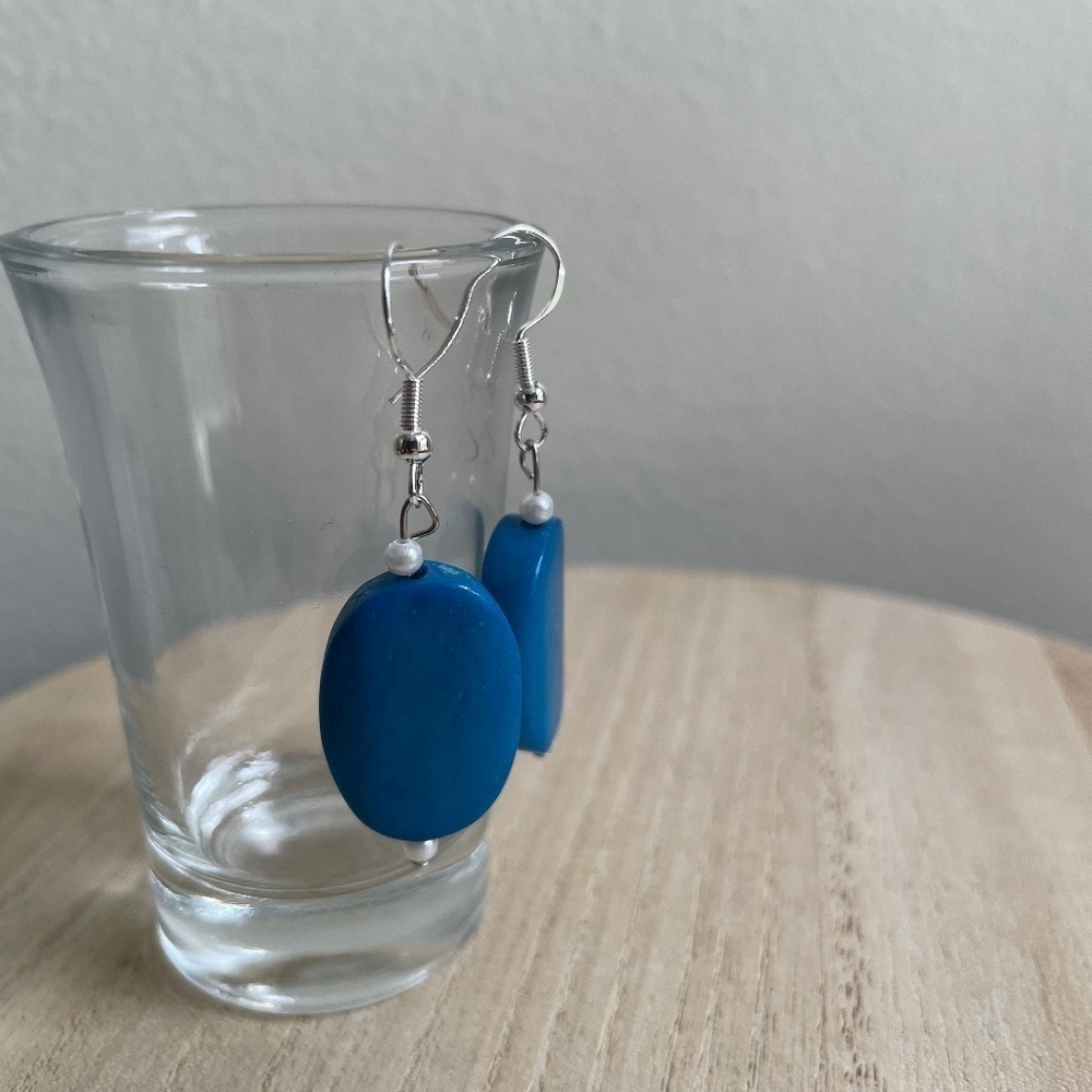 Blue Statement Beaded Earrings